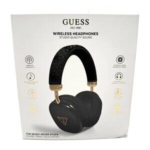 Guess (Black) Headphones PU Leather 4G Tone on Tone Script Logo